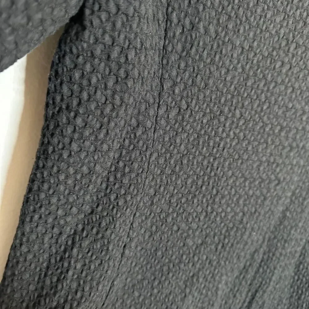 Eileen Fisher Black Textured Knit Long Blazer‎ Jacket Professional Office Wear M